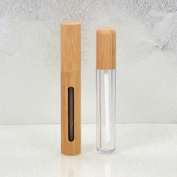 5Pcs 5ml 6ml Eco-friendly Natural Bamboo Lipstick Tube Transparent Lip Gloss Tube for Cosmetics Wooden and Plastic Lipbalm Tube