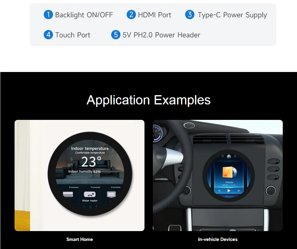 Waveshare 4-дюймовый круглый сенсорный дисплей HDMI, 720 × 720, IPS, 10-точечный сенсорный экран, круглый ЖК-дисплей, панель из закаленного стекла с оптическим склеиванием