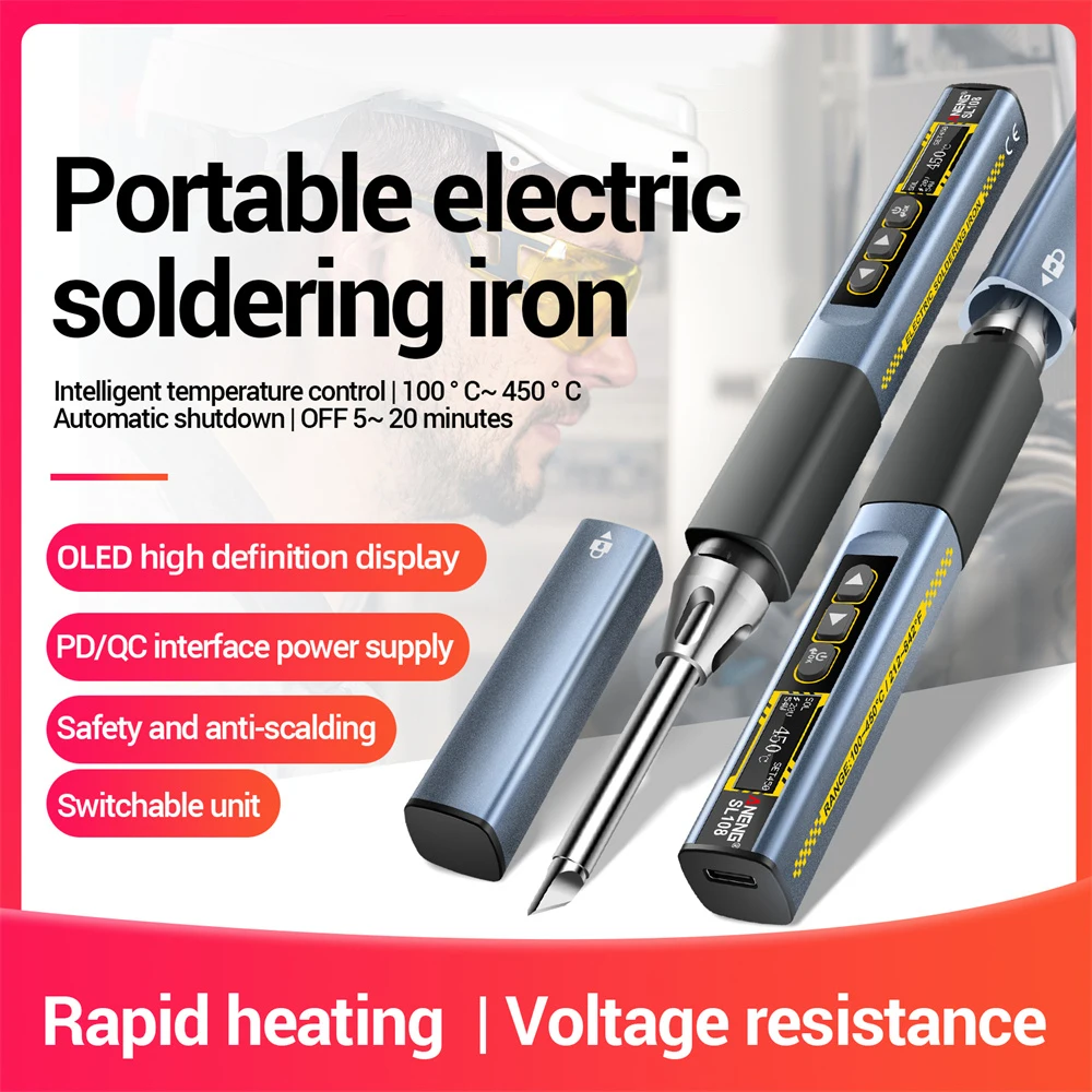 

PD 100W Portable Repair Tool Adjustable Temperature Soldering Iron DC 20V 100-450℃ Welding Solder Rework Station