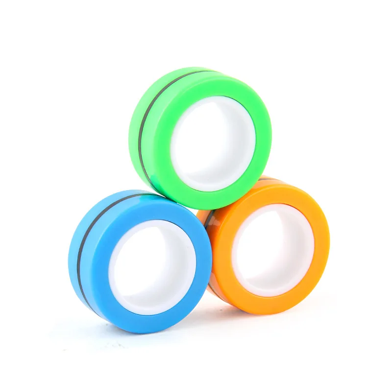 3Pcs Fidget Spinner Colorful Fingers Magnet Rings Stress Relief for Training Relieves Autism Anxiety Gift for Adults Teens Kids