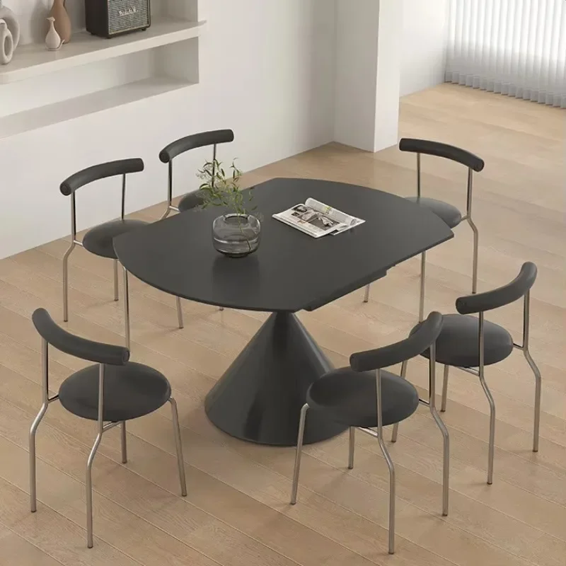 TQH7.2 Telescopic Sintered Stone Folding Dining Table Square to  Modern Simple Small Apartment Black Multifunctional Rotating