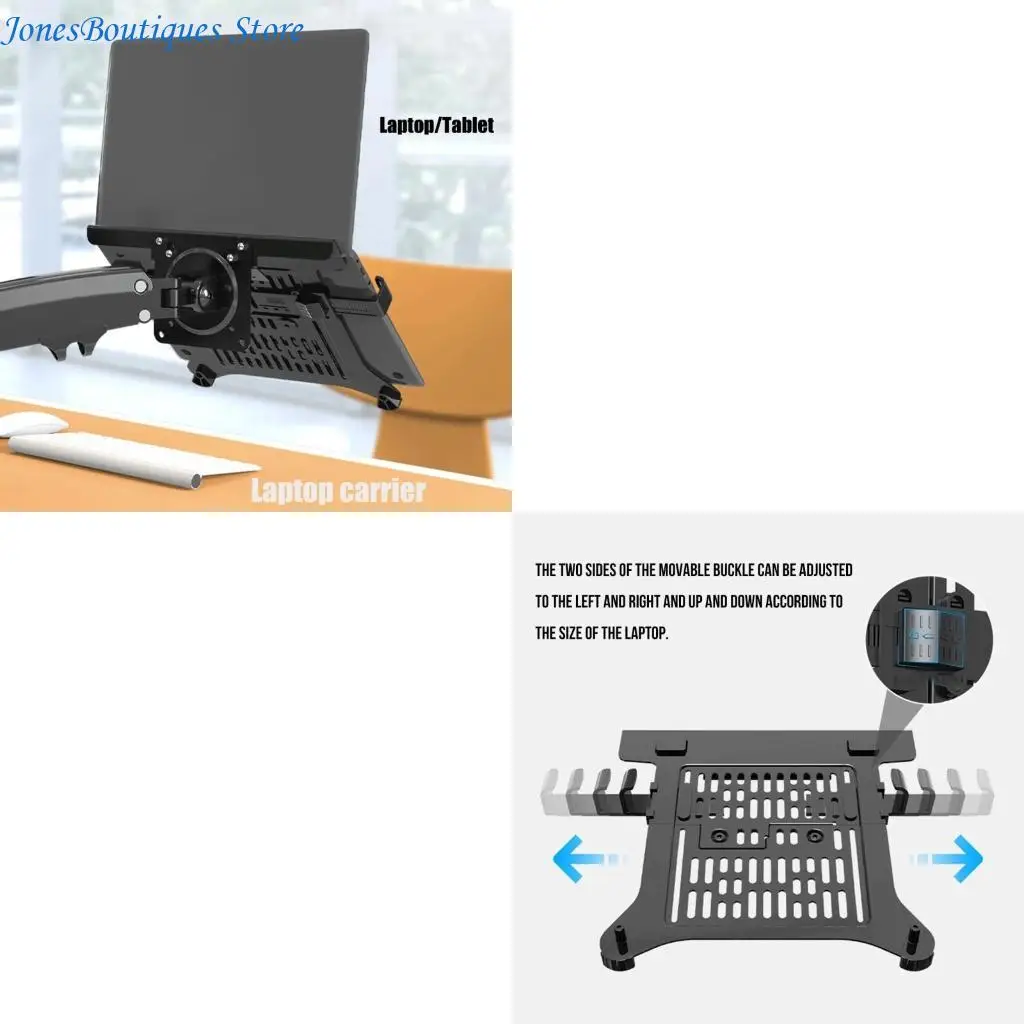 

Vented Laptop Desk Tray with Adjustable Clamps Laptop Holder Arm Mount Stand W8KE