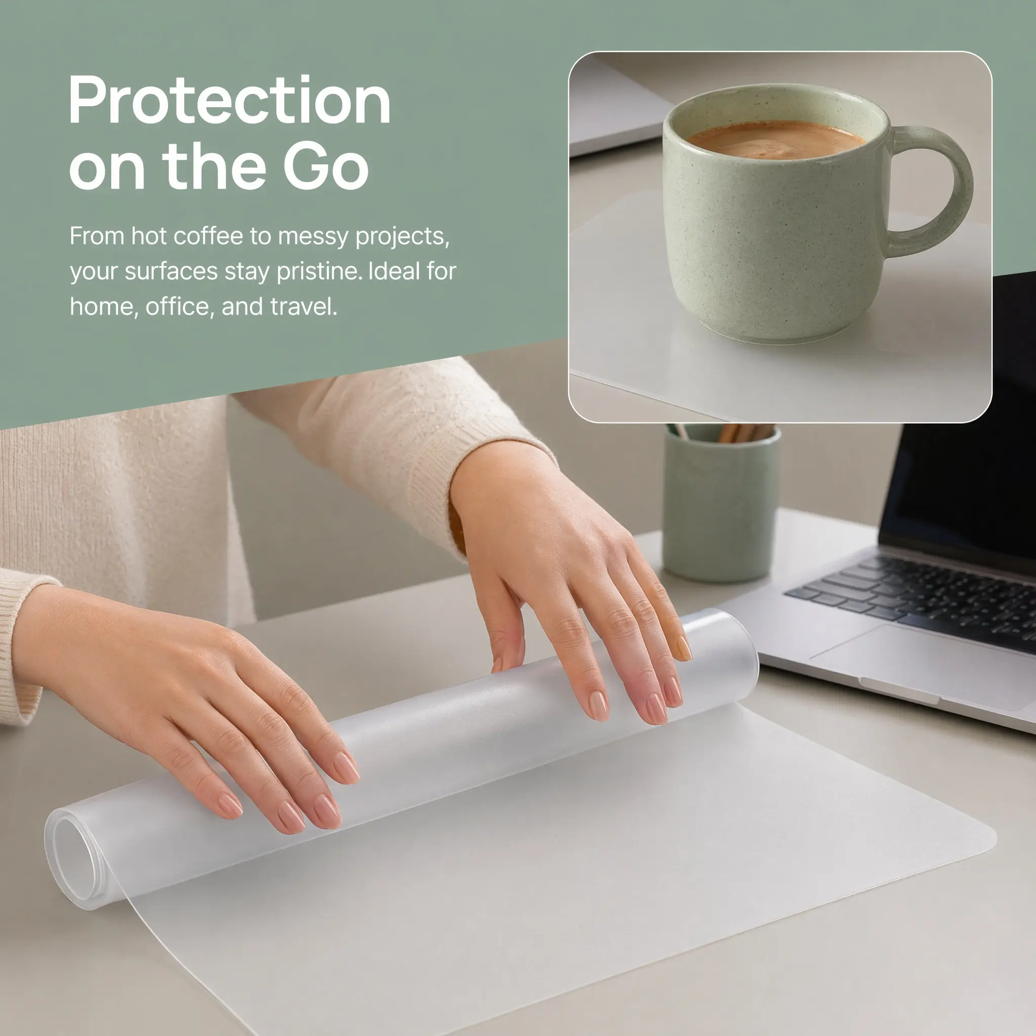 2Pcs Premium Silicone Table Mat Oversized Rectangular Non-Slip Heat Resistant Waterproof Counter Protector for Air Fryer