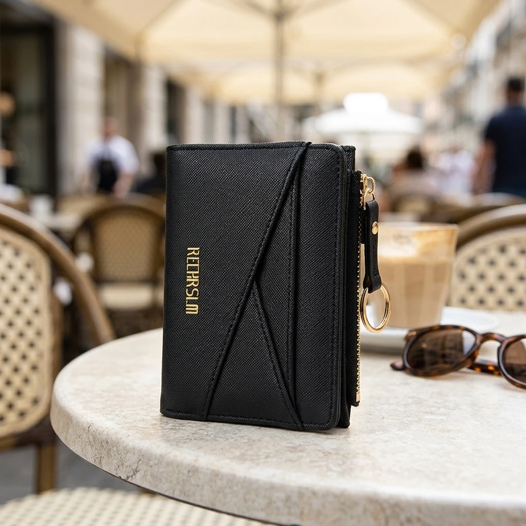 Daily Commute Coin Purse Irregular Geometric Wallet Small Pouch for Women Compact PU Leather Card Holder