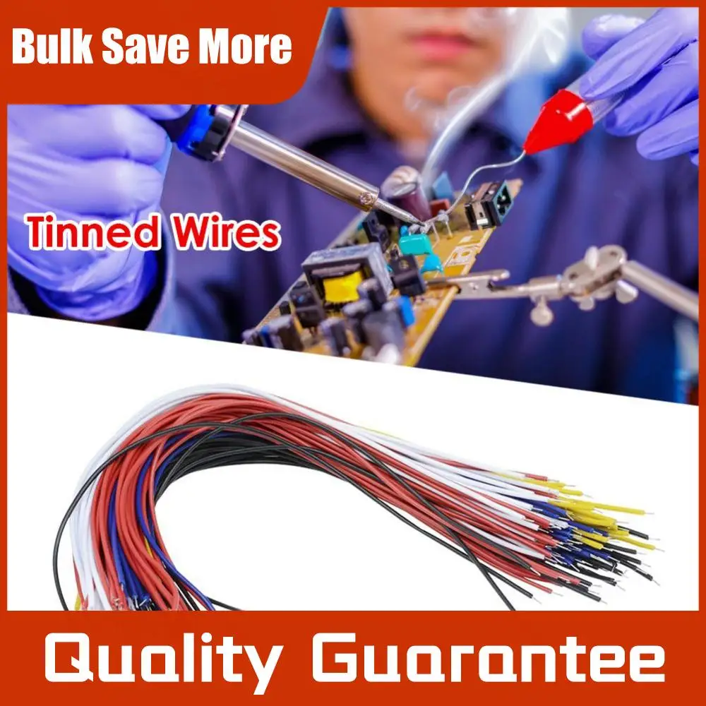100x Double Tin Plated Breadboard PCB Solder Cable Copper Conductor Wire 8 inch Heat-resistant Cable Wire Soft Wire