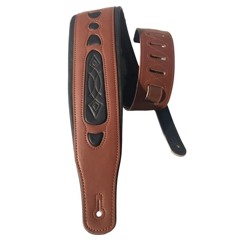 T22C Durable Adjustable Leather Guitar Strap Soft Widen Thicken Shoulder Belt For Electric Acoustic Bass Wooden Guitar