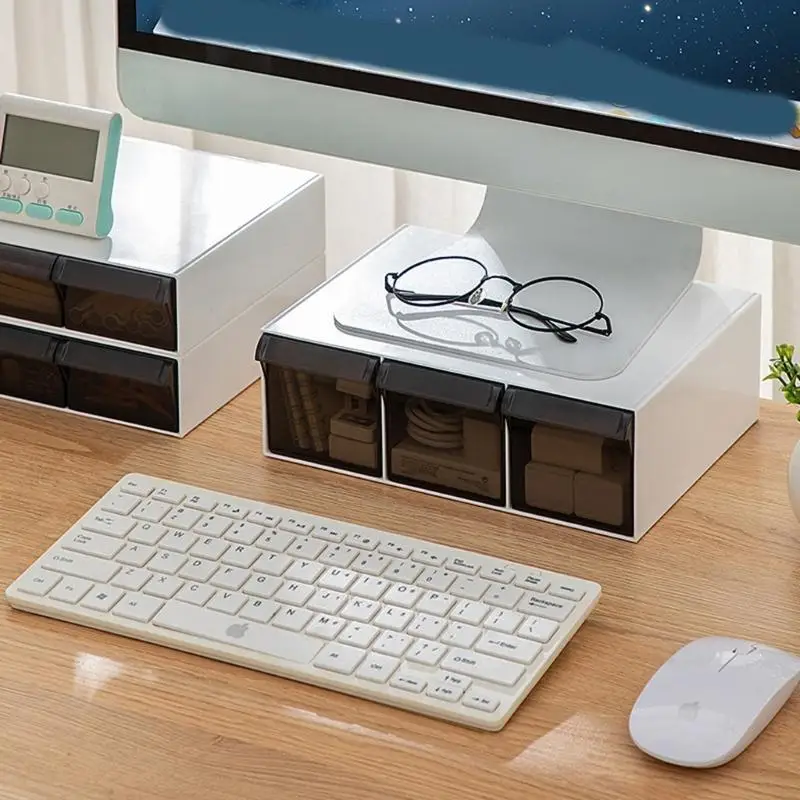 Y1UB Transparent Computer Monitor Stand Bracket With Storage Drawer Screen Holder Laptop Desktop Organization Storage