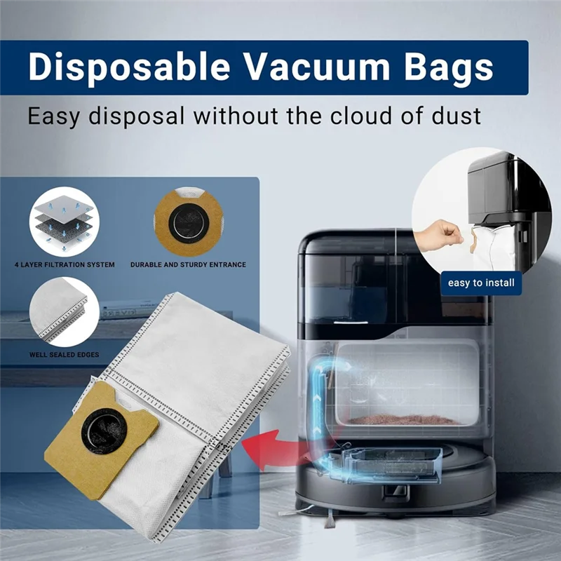 AB43-Für Eufy Omni C20 Ersatzzubehör-Set, Hauptseitenbürste, HEPA-Filter, Wischtuch-Staubbeutel