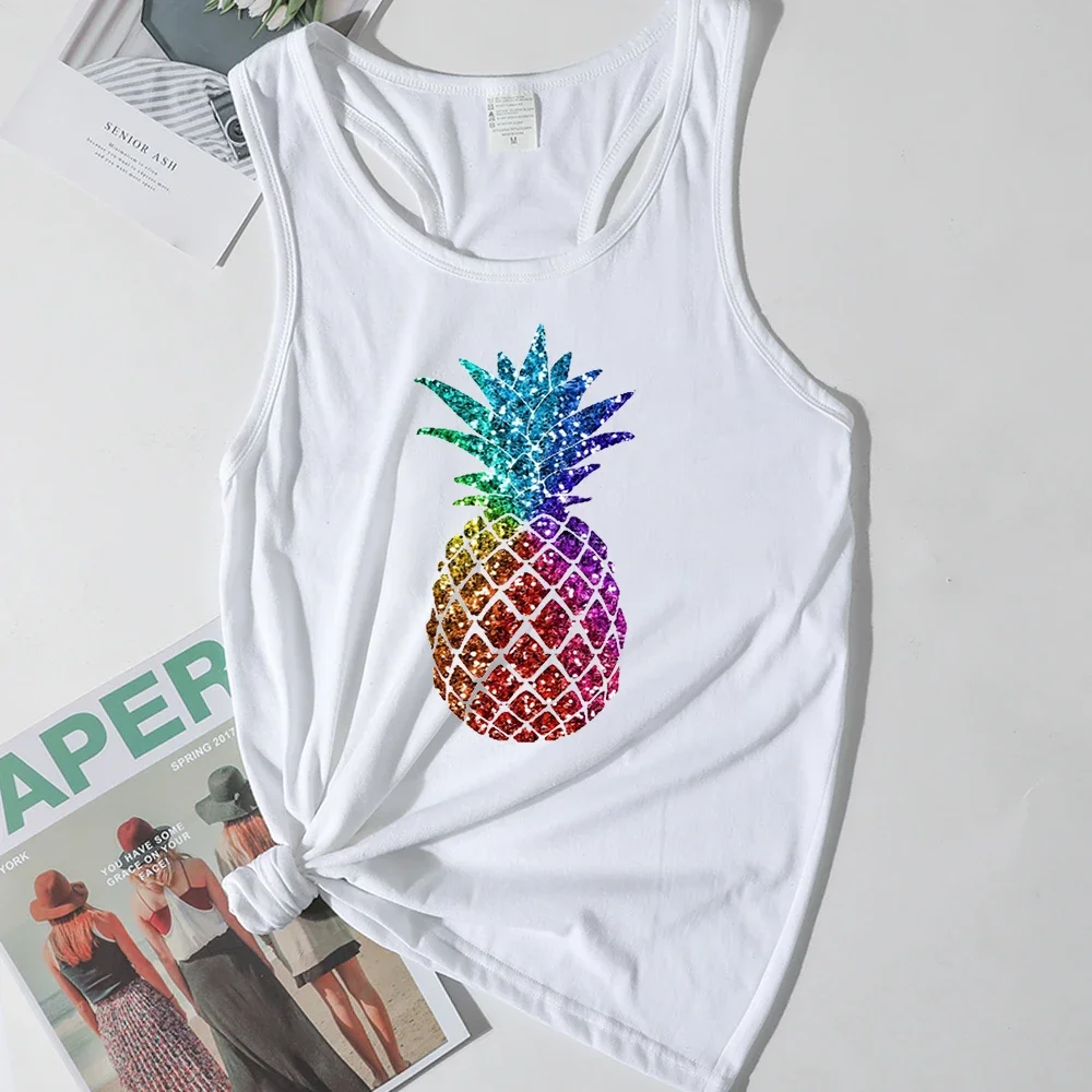 Pineapple Tops Hawaii Summer Womens Clothes Print Pineapple Aloha Tank Top Woman Vacation Green Tank Tops Vintage