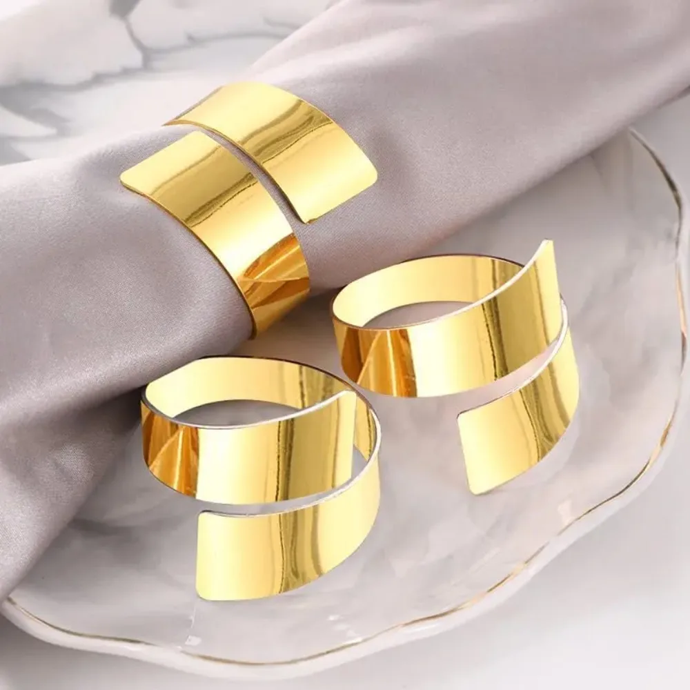 Alloy Metal Napkin Ring Gilded Gold/Silver Napkin Holder Irregular Crossing Shape Wedding Towel Rings Party