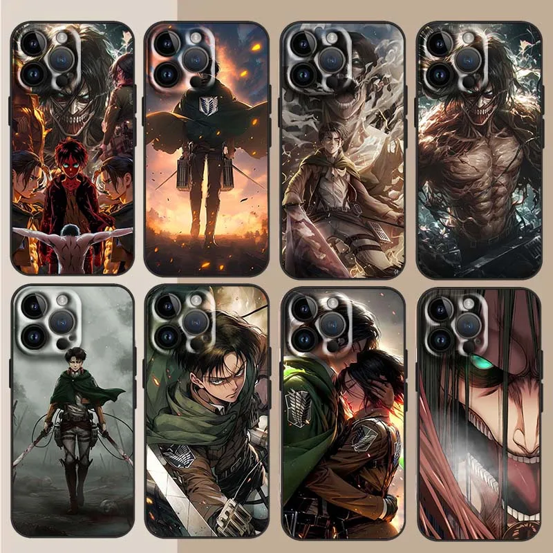 Anime Attack On Titan Cool For Apple iPhone 17 16 15 14 13 12 11 Air Mini Plus Pro Max Soft Black Phone Case Cover