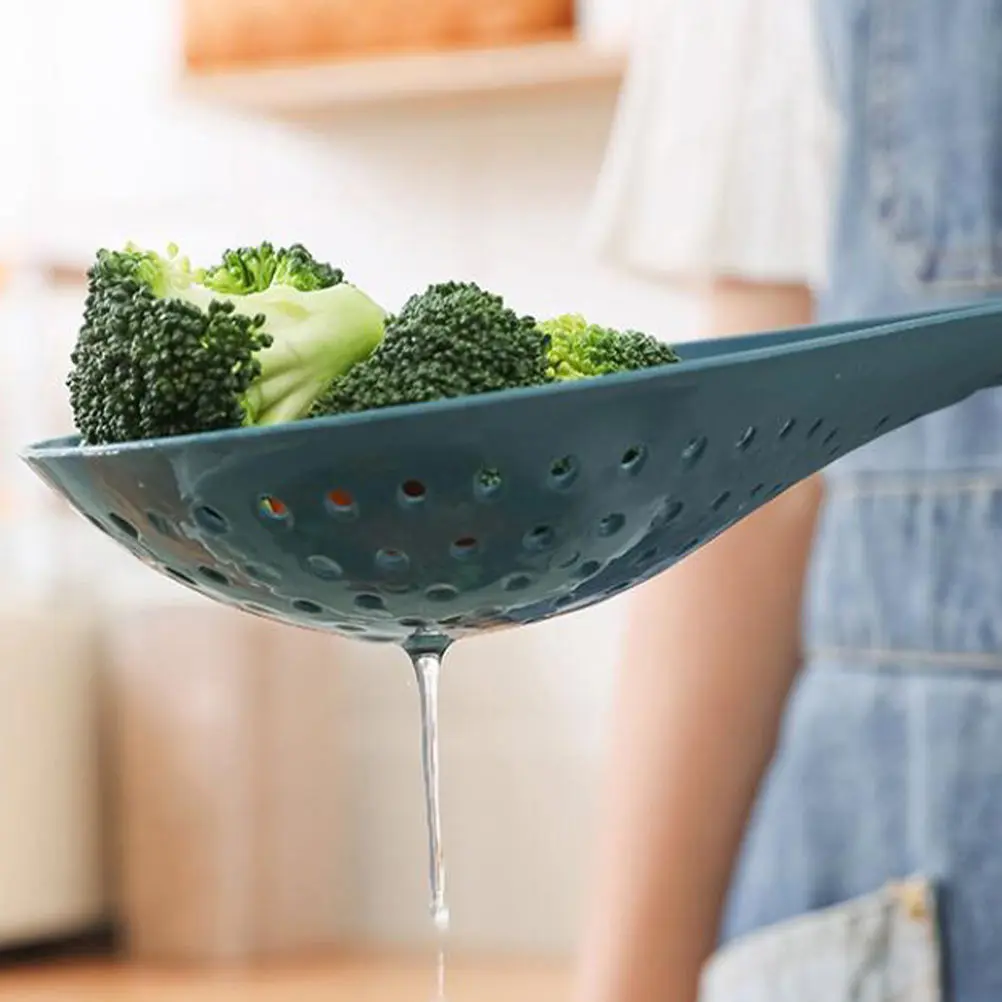 

2pcs Noodle Colander Spoon Yellow Blue Food Strainer Kitchen Utensil For Pasta Spaghetti Cooking Portable Filter Tool