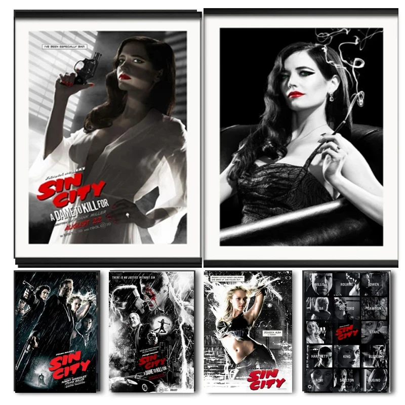 Sin City Quentin Tarantino Movie Hot Art Painting Vintage Canvas Poster Wall Home Decor