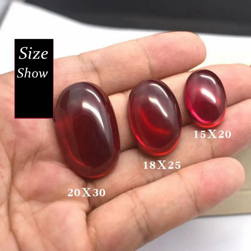 Natural Ruby Oval Cabochon Smooth Polished Surface Egg Shape Large Blood-red Ruby Cabochon Flat Back For Jewelry Making Gem