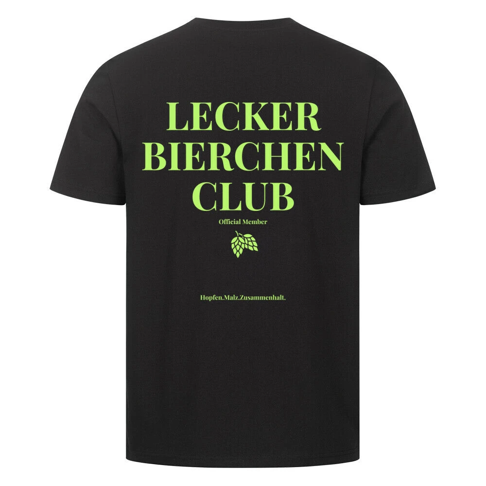 Lecker Bierchen Club- Cotton T-Shirt Designed for Beer Lovers Featuring A Hop and Malt Pattern Classic Fit Soft and Comfortable