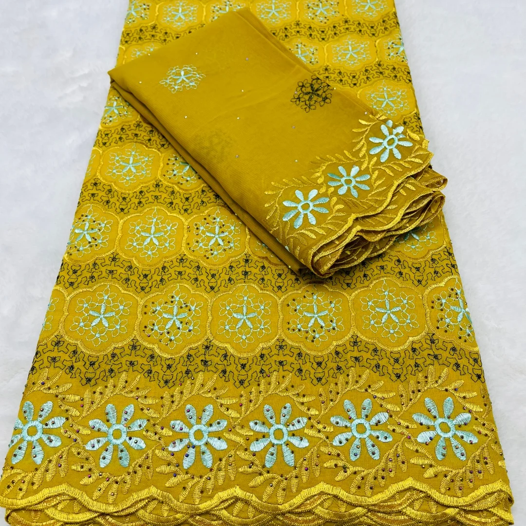 2026 High Quality Swiss Voile Lace African Cotton Materials Embroidered Diy Lace Fabric Nigerian Dress For Wedding 5+2 yards/lot
