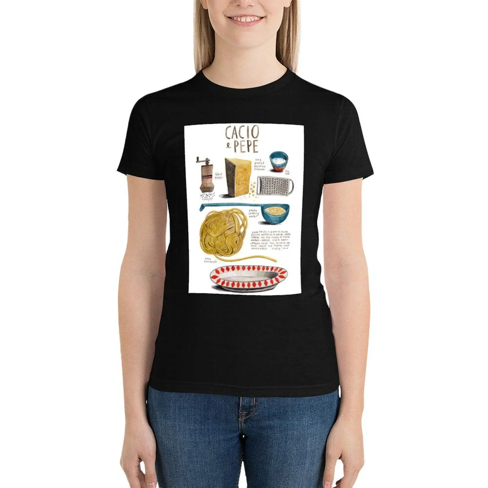 CACIO E PEPE 1 - Print of cacio e pepe - italian food - minimal design T-Shirt sublime tops cute t-shirts for Women