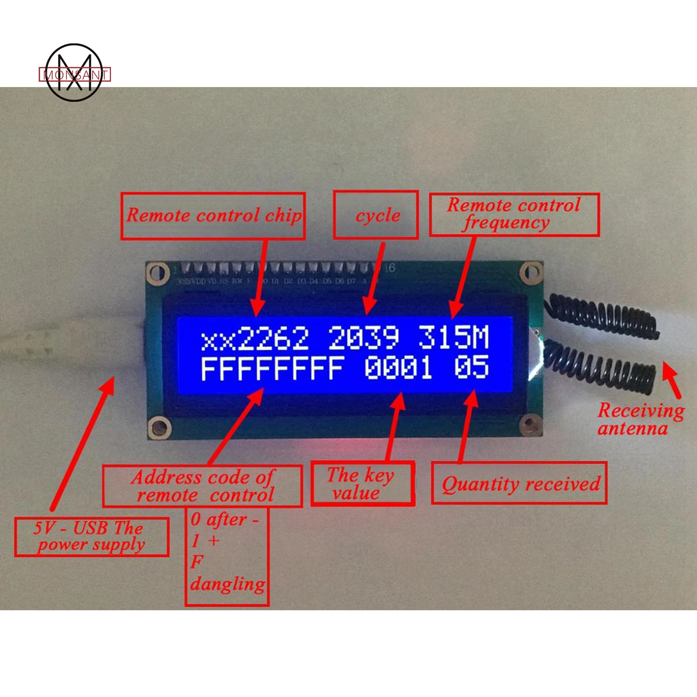 Analisador de Controle Remoto de 315mhz 433mhz