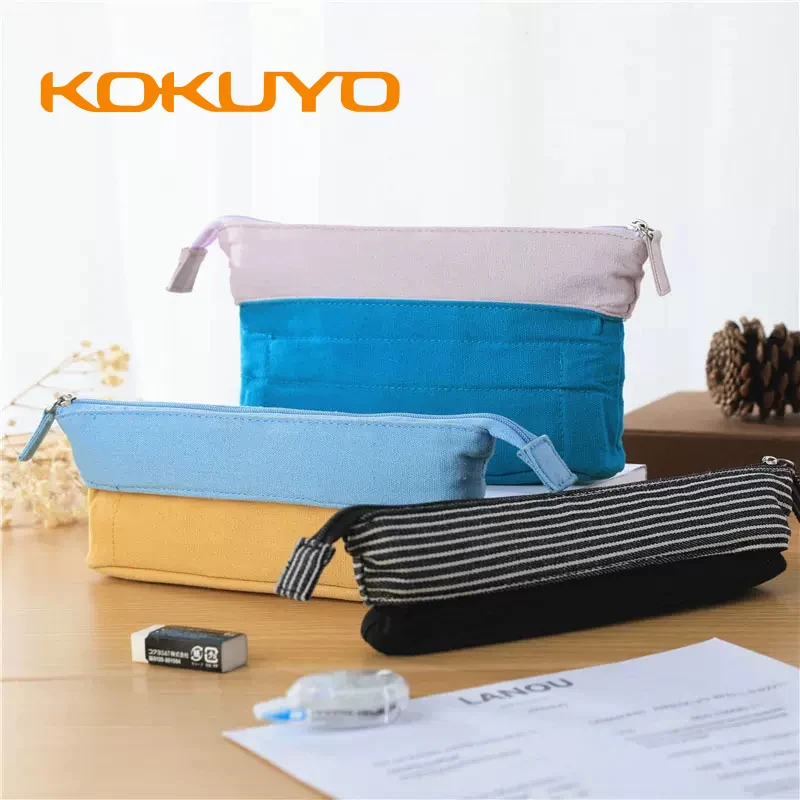 Japan Kokuyo Stationery Pencil Bag Art Supplies Cute Kawaii Flip Folding Pencil Case Students Office Accessories School