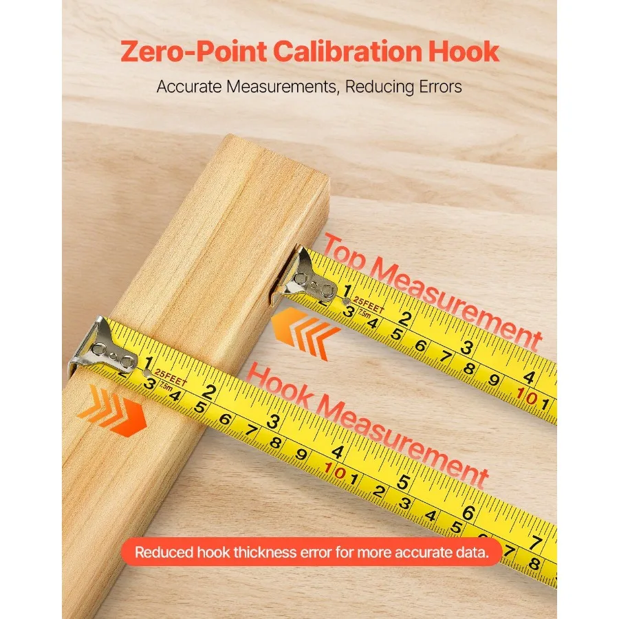 Ruban à mesurer 25 pieds, boîtier ABS métrique impérial rétractable pour la dration extérieure