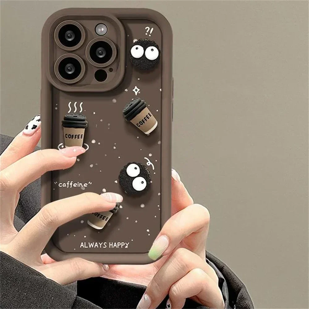 Etui na telefon Cute Fun 3D Ball Coffee do Xiaomi Poco X7 X6 F5 X3 M6 Pro Mi 14 14T 13 13T 12 12T Pro 11 Lite Shockproof Soft Cover — zdjęcie produktu 2