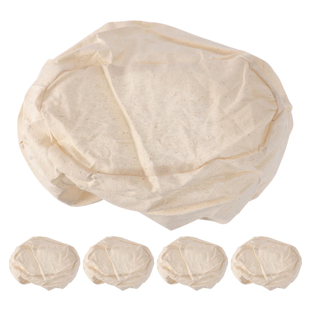 

5 Pcs Bread Proofing Basket Set Round Nonstick Fabric Cover Pastry Baking Liners Cloth