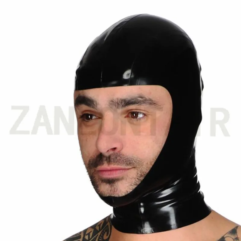 Female Unisex Handmade Sexy Lingerie Customize Black Latex Open Perforated Fly Eyes Face Mask Hoods Fetish Uniform Back Zipper