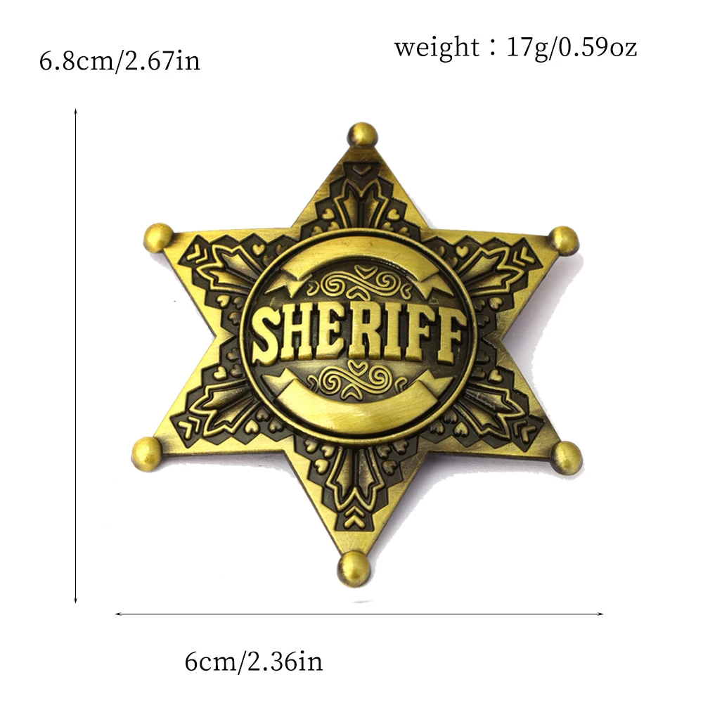 Sheriff-Unteroffizier-Abzeichen Cosplay Western-Polizei-Weste Anstecknadel Exquisite Broschen Western-Polizei Cowboy-Kostüme Party-Karnevals-Dekoration – Detail 5