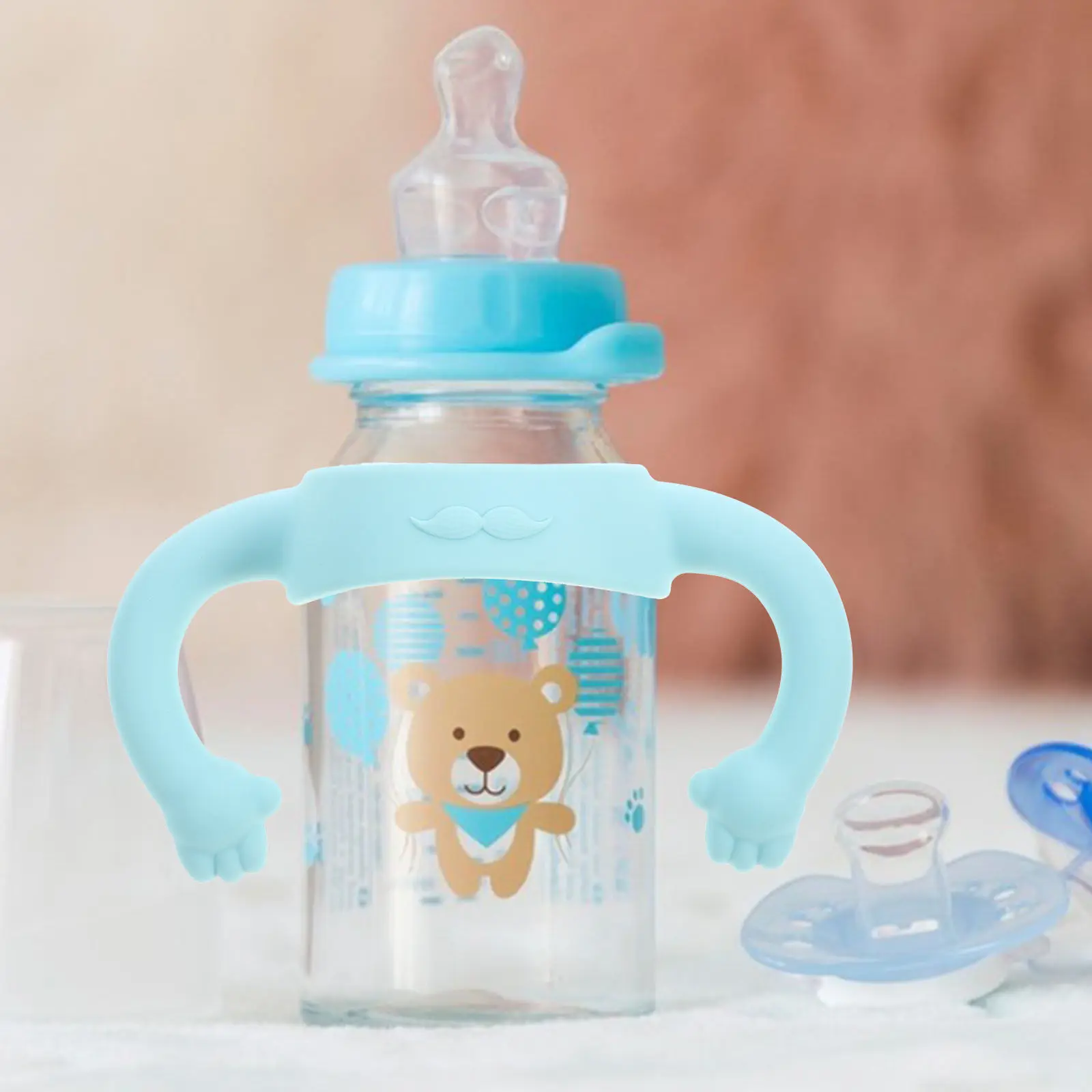 

2Pcs Silicone Baby Bottle Handle Soft Comfortable Feeding Bottles Holder Milk Bottle Handle Infant Toddler