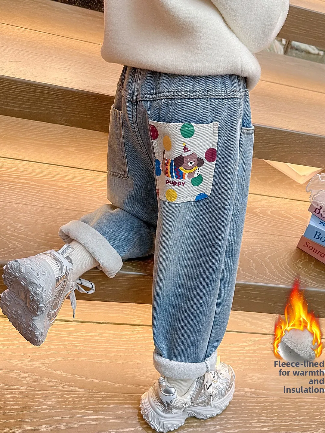 Pantalones Vaqueros de Invierno para Niños, Forrados de Felpa, Cálidos, Casuales, de Mezclilla, para Niñas, Pantalones Largos de Orlon, Pantalones Vaqueros Modernos para Niños