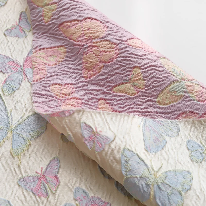 

Ins style colorful butterfly jacquard fabric for dress hat makeup bag handmade diy polyester fabric