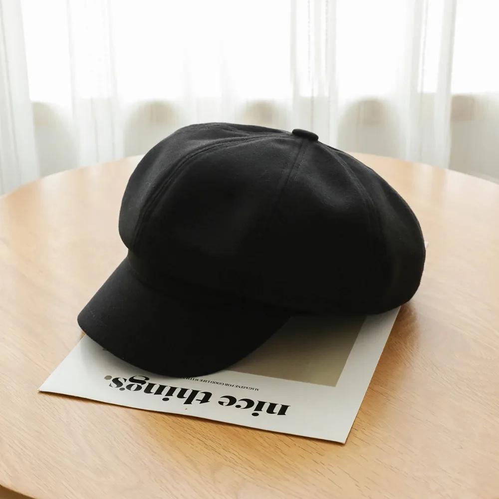 

Casual Duck Tongue Retro Berets Hat Octagonal Solid Color Vintage Newsboy Cap Y2k JK Painter Cap Female