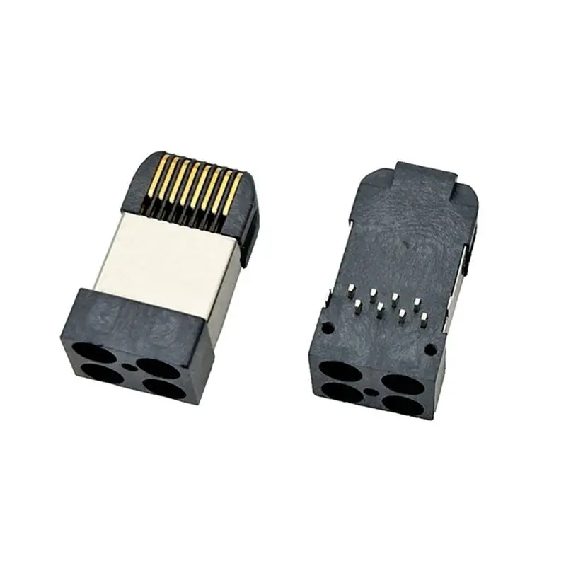 A97I-RJ45 Connector 8P8C Male Long Body PCB Board Shielded DIP Plug-In 90 Degree 2PCS