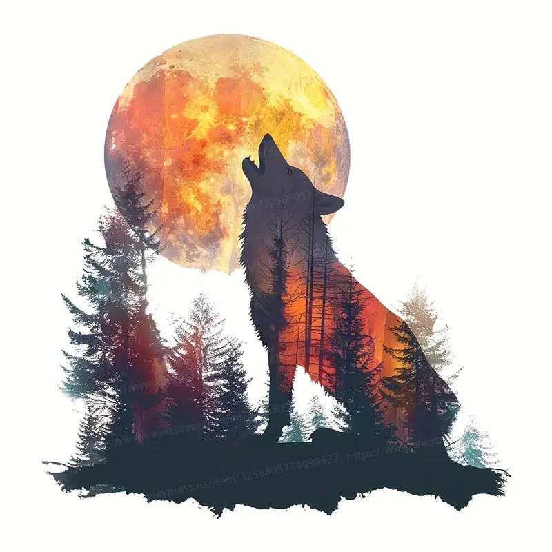 Wolf & Forest Wall Sticker Boy Room Decor Bathroom Toilet Living Room Decor Cabinet Refrigerator Home Decor Decals M1084