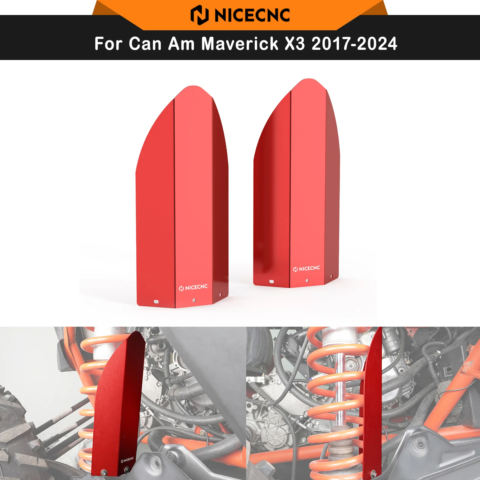 NICECNC For Can Am Maverick X3 2017-2024 UTV Shock Guards Protector Cover For Max R 4x4 XDS XMR XRC Turbo DPS Aluminum