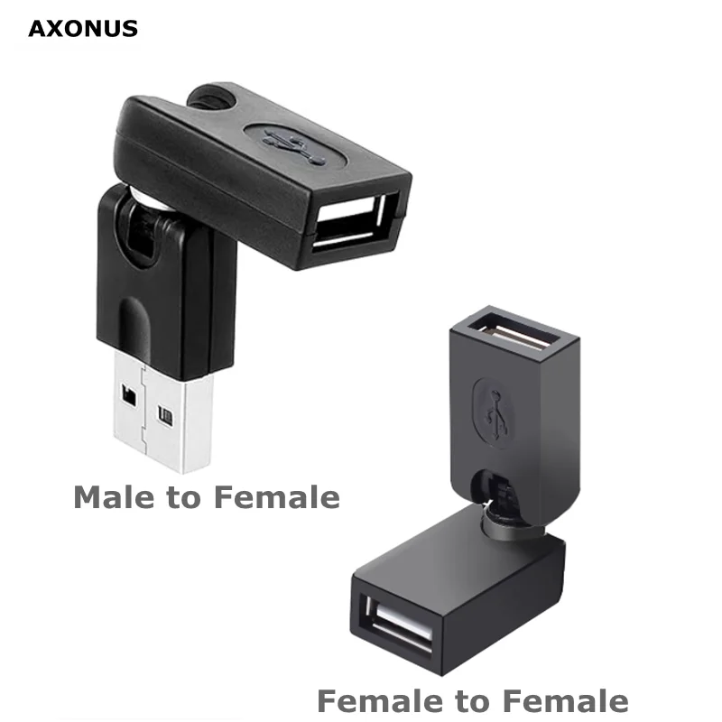 USB 2.0 Type A Male to Type A Female 360 Degree Rotation Adjustable Right Angle Extension Adapter Convertor