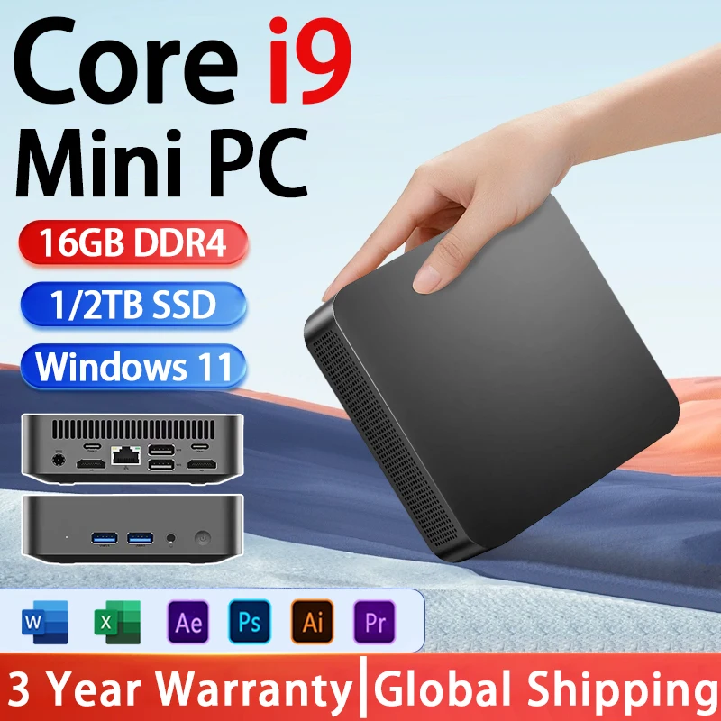 

Mini PC Core i9-8950HK Desktop Gaming Computer 16GB 1TB/2TB DDR4 Windows 11 WIFI 6 BT5.2 Ultra Small Pocket Computer