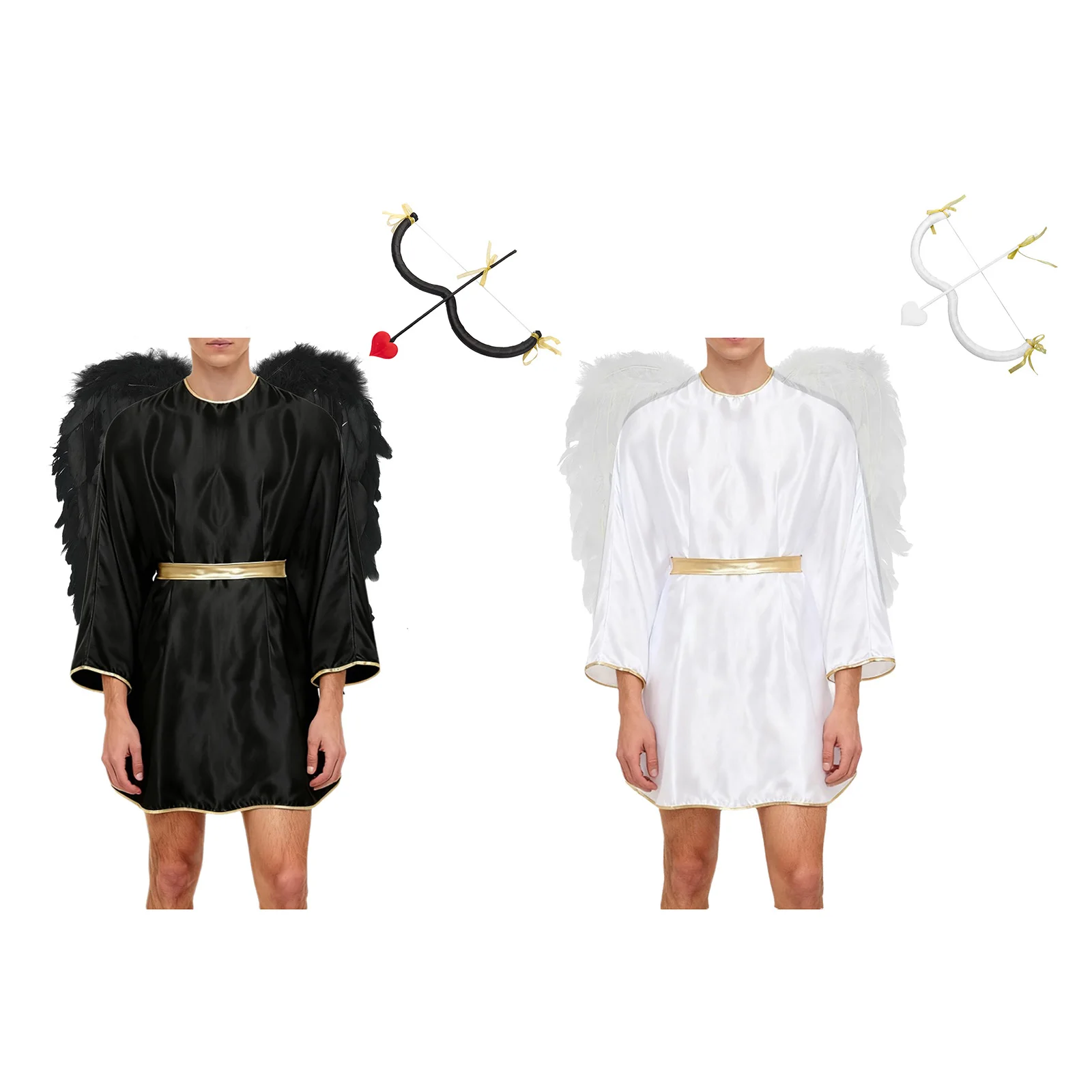 

Мужской атласный халат с рукавом «летучая мышь» и крыльями, бантом, стрелкой, День святого Валентина, Хэллоуин, карнавал, вечеринка, ангел Купидон, Бог любви, карнавальный костюм