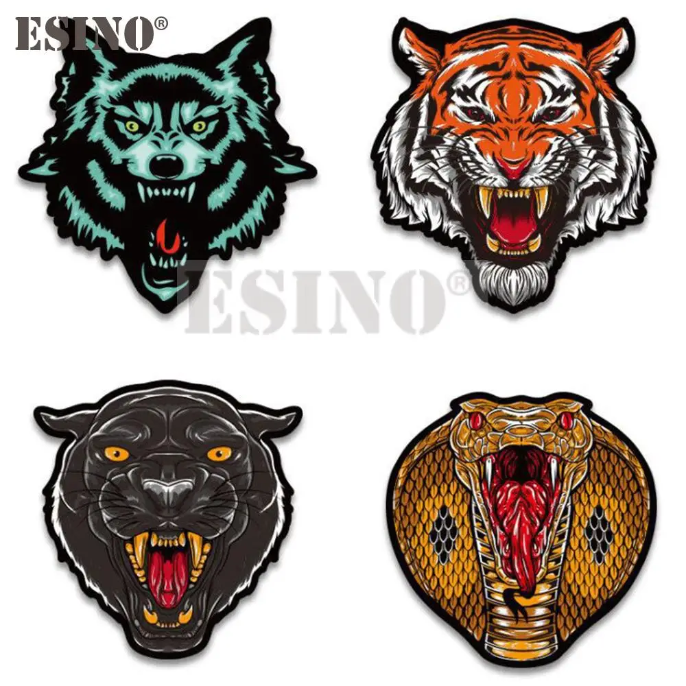 Car Styling Creative Funny Wolf Tiger Leopard Cobra Decorative Sticker Cartoon PVC Decal Waterproof Car Body Pattern Vinyl