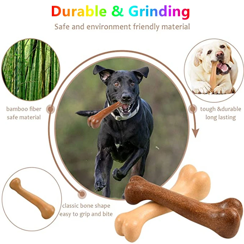 Natural Tough Anti-Bite Bone Indestructible Dog Bone Chew Toy for Large Medium Dogs Treats Dental Puppy Teething Stick Toys