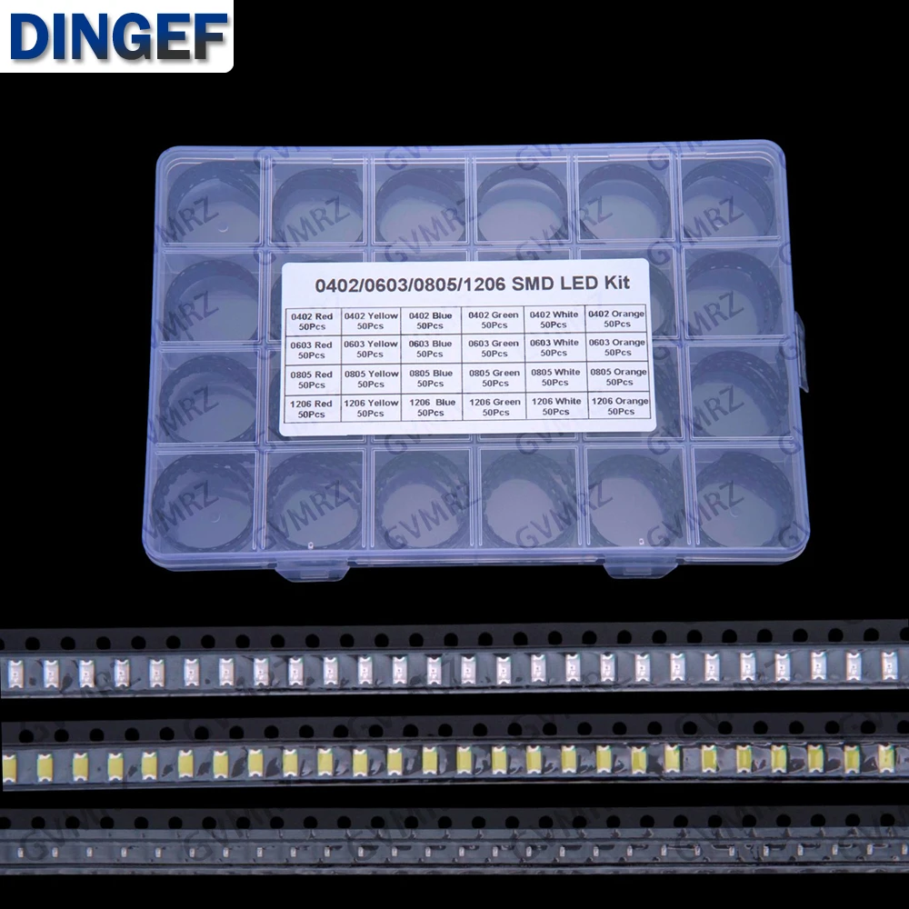 24 Werte 1200 Stück 0805 1206 0402 0603 Rot Gelb Blau Grün Weiß SMD LED Gelb Blau Grün 0805 0402