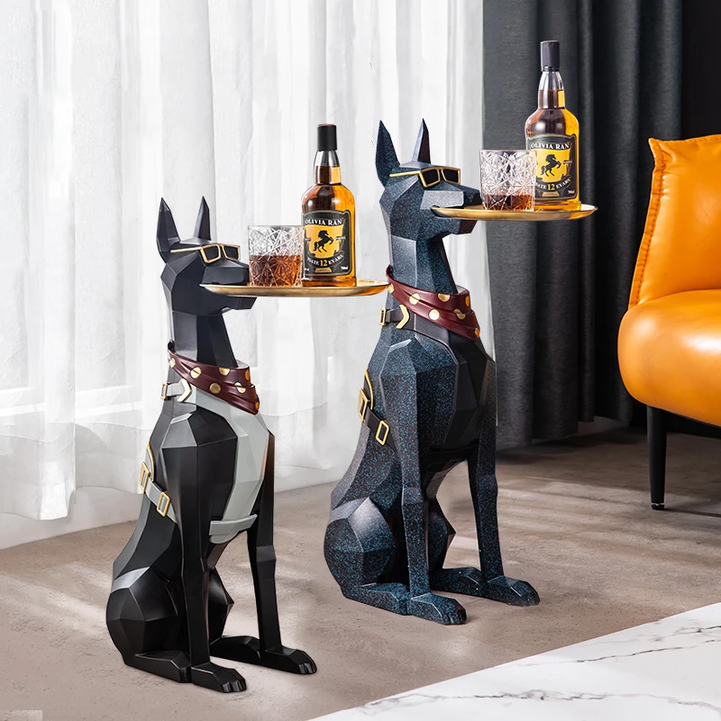 Luxury Ornaments for Living Room Design Sculptures Room Decor Home Decoration Modern Dog Figurines Creative Storage Miniatures