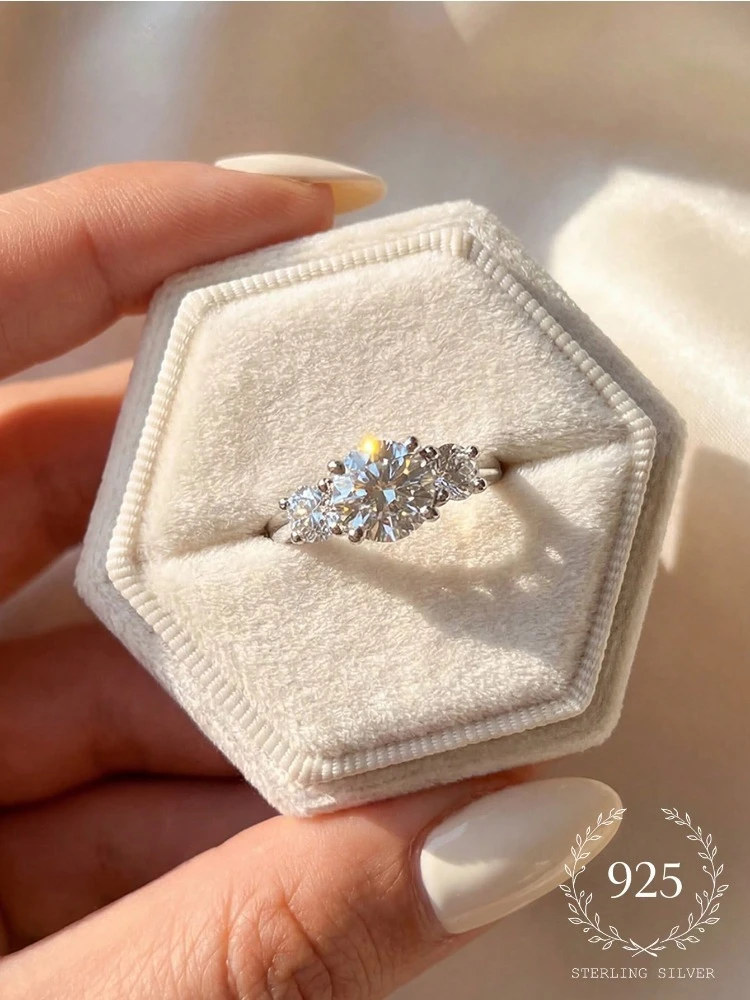 925 Sterling Silver Gorgeous Fashion Shiny Three Zircon Ring For Women Engagement Wedding Party Luxury High Quality Fine Jewelry