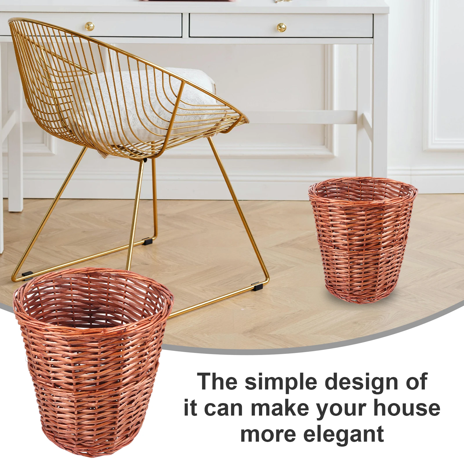 

Rattan Woven Storage Basket Tall Trash Bin Household Waste Basket For Home Bedroom Woven Waste Bins Practical Home