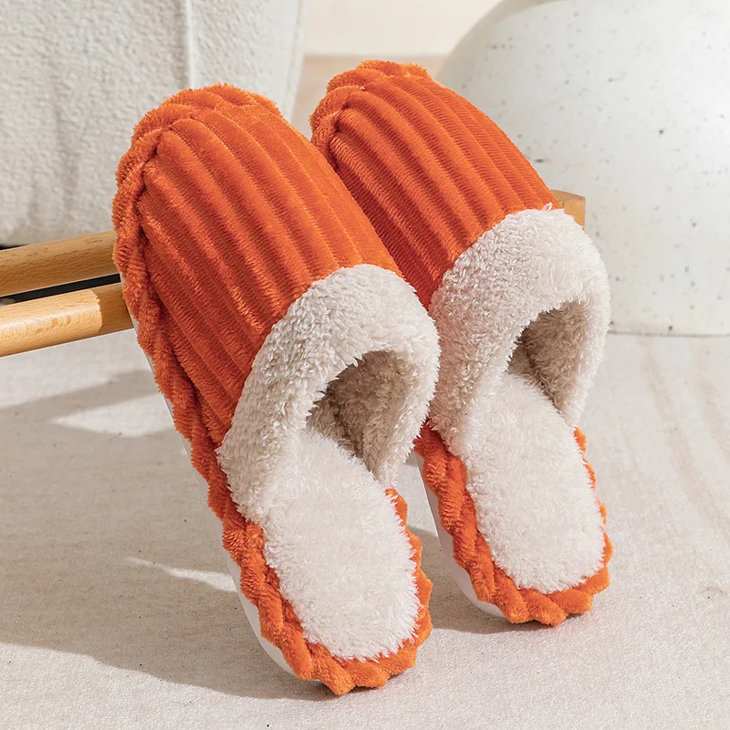 Corduroy Women's/men Slippers Autumn and Winter Indoor Bedroom Floor Lightweight Non-slip Soft Comfort Warm Plush House Slippers