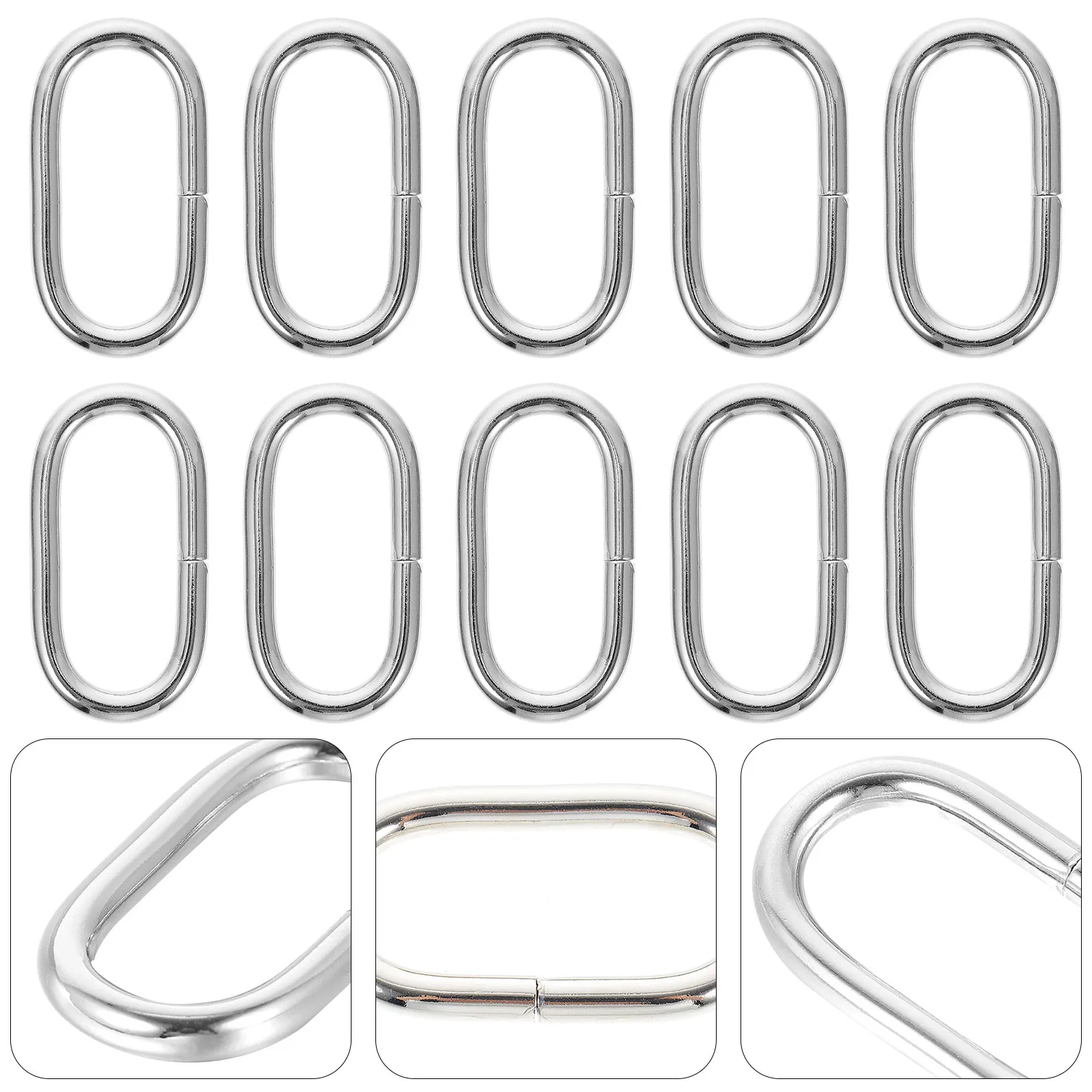 10Pcs Premium Metal Bag Strap Buckle Loops for DIY Shoulder Crossbody Tote Luggage Suitcase Replacement Webbing Belt Connecting