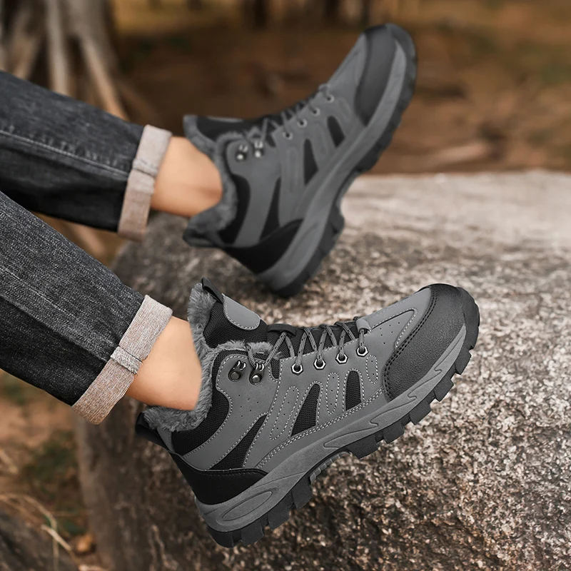 الرجال كبيرة الحجم اللون منعت المضادة للانزلاق منتصف أعلى تنفس تقسم المواد المهنية كل موسم أحذية المشي لمسافات طويلة في الهواء الطلق #6