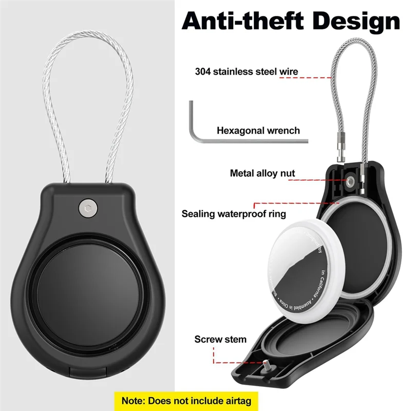 Набор ABZZ-2 для держателя брелока Airtag, водонепроницаемый, чехол с защитой от потери и держателем кабеля для Airtag, ключей, рюкзаков, домашних животных