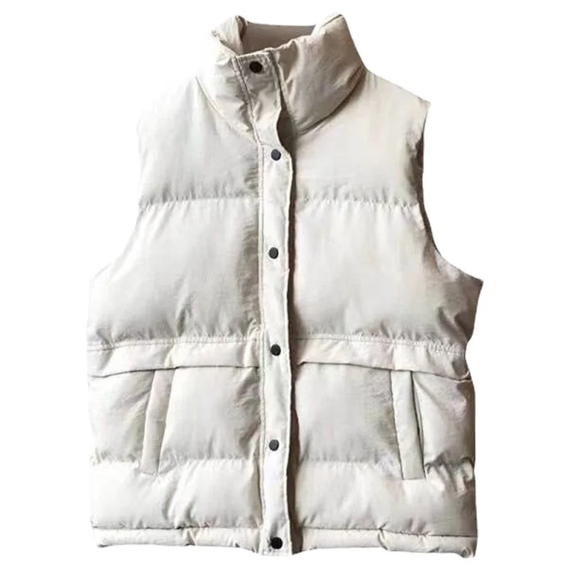 2023 Autumn Winter New Elegant Cotton Warm Vest Female Students Streetwear Korean Loose Sleeveless Parkas Vest Women