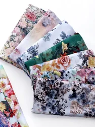 Summer Digital Printed Rayon Fabric Per Meter for Needlework Dresses Pajamas Clothes Diy Sewing Cloth Soft Smooth Flower Plant